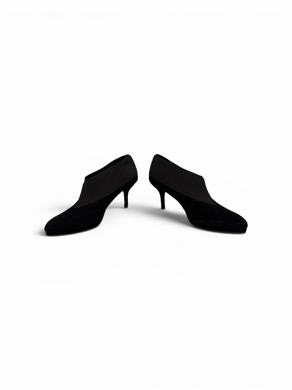 Stuart Weitzman Black Suede Low Heel Slip-On Booties